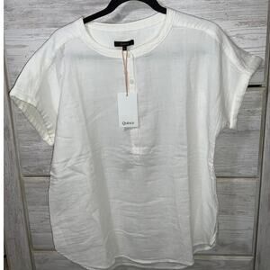 NWT Quince Organic Cotton Gauze Half Button Shirt - M